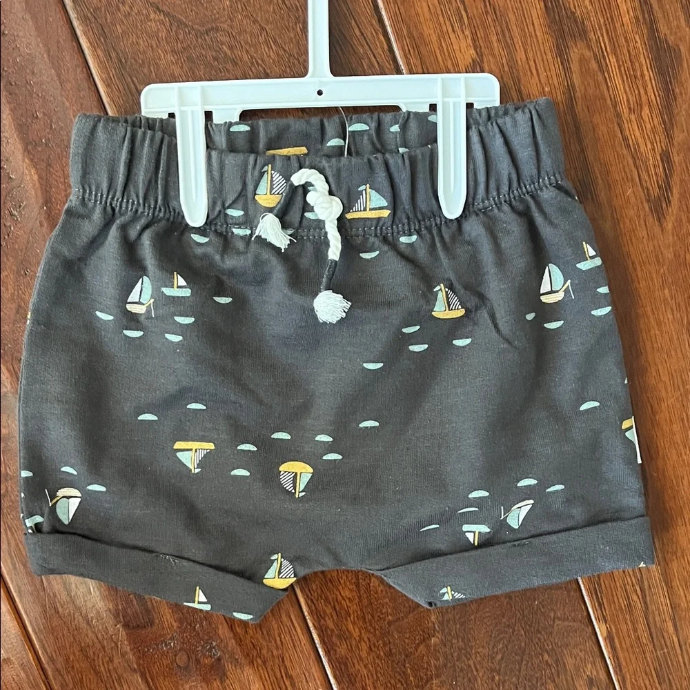 Gerber Cream and Gray Baby Shorts Set with Sailboat Design
